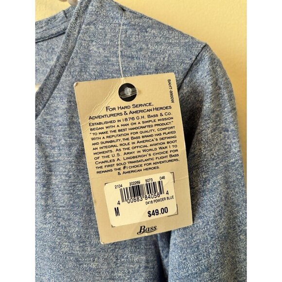 NWT GH Bass Womens Size M Long Sleeve Top Shirt Tail Hem Powder Blue - Picture 5 of 5